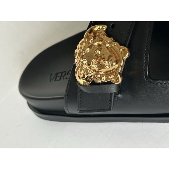 Versace Medusa Black Leather Slides Sandals 13 US (46 Euro) 1020767 NIB $700 main image 11
